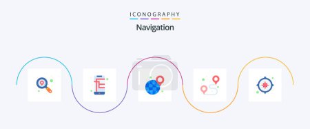 Ilustración de Navigation Flat 5 Icon Pack Including navigation. compass. location. sign. pin - Imagen libre de derechos