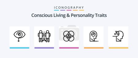 Illustration for Concious Living And Personality Traits Line 5 Icon Pack Including mobile. connected. mark. communication. mind. Creative Icons Design - Royalty Free Image