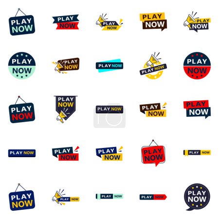 Ilustración de Attract More Customers with Our Pack of 25 Play Now Banners - Imagen libre de derechos