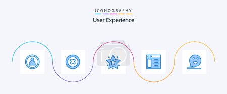 Ilustración de User Experience Blue 5 Icon Pack Including . happy. star. comment. bubble - Imagen libre de derechos