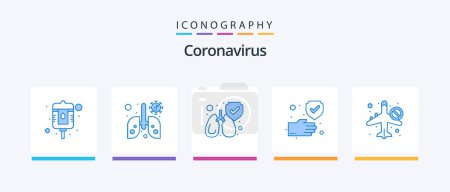 Illustration for Coronavirus Blue 5 Icon Pack Including banned. infrared. lungs. safe. hand. Creative Icons Design - Royalty Free Image
