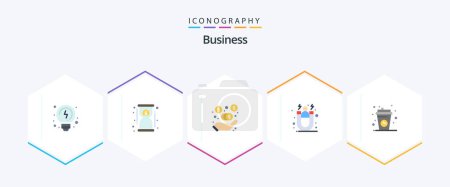 Illustration for Business 25 Flat icon pack including cup. coffee. investment. break. acquisition - Royalty Free Image