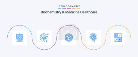 Illustration for Biochemistry And Medicine Healthcare Blue 5 Icon Pack Including table. search. radiation. medical. bacteria - Royalty Free Image