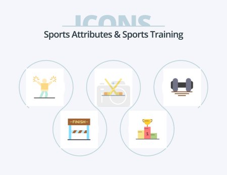 Illustration for Sports Atributes And Sports Training Flat Icon Pack 5 Icon Design. sticks. ice. goblet. hockey. fan - Royalty Free Image