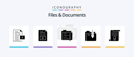 Ilustración de Files And Documents Glyph 5 Icon Pack Including data. archive. multimedia. folder. document. Creative Icons Design - Imagen libre de derechos