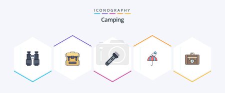 Illustration for Camping 25 FilledLine icon pack including camping. hiking. zipper. camping. light - Royalty Free Image