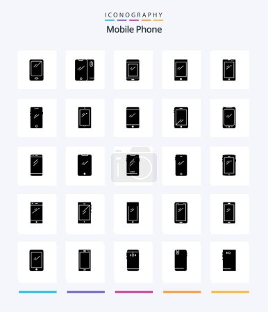 Illustration for Creative Mobile Phone 25 Glyph Solid Black icon pack  Such As android. phone. camera. back. mobile - Royalty Free Image