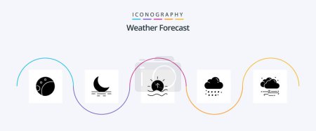 Téléchargez les illustrations : Weather Glyph 5 Icon Pack Including cloud. wind. shine. weather. rain - en licence libre de droit
