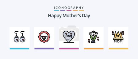 Téléchargez les illustrations : Happy Mothers Day Line Filled 5 Icon Pack Including . hand watch . mom. watch . children. Creative Icons Design - en licence libre de droit