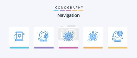 Ilustración de Navigation Blue 5 Icon Pack Including school. gps. location. compass. gps. Creative Icons Design - Imagen libre de derechos