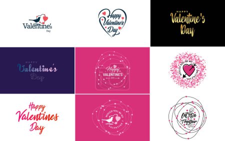 Ilustración de Happy Valentine's Day greeting card template with a romantic theme and a red color scheme - Imagen libre de derechos