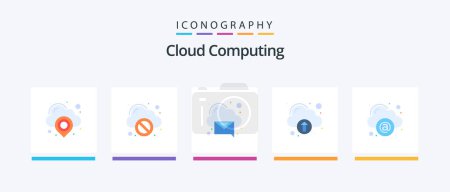 Illustration for Cloud Computing Flat 5 Icon Pack Including mail. cloud. cloud. technology. Creative Icons Design - Royalty Free Image