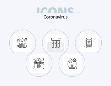 Illustration for Coronavirus Line Icon Pack 5 Icon Design. cough. nose. restaurant. diseases. lungs - Royalty Free Image
