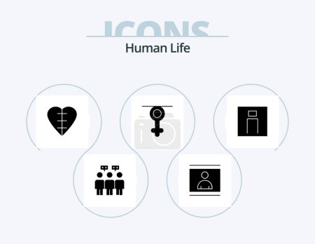 Téléchargez les illustrations : Human Glyph Icon Pack 5 Icon Design. man. human. heart. queen. gender - en licence libre de droit