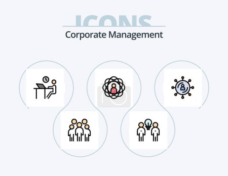 Ilustración de Corporate Management Line Filled Icon Pack 5 Icon Design. efficiency. chart. graph. productivity. person - Imagen libre de derechos