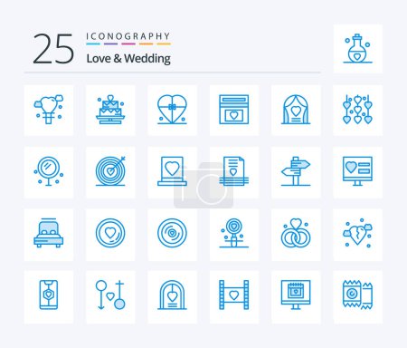 Ilustración de Love And Wedding 25 Blue Color icon pack including wedding. love. fund. love - Imagen libre de derechos