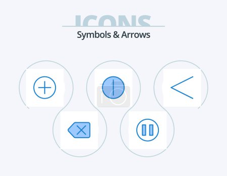 Illustration for Symbols and Arrows Blue Icon Pack 5 Icon Design. . on. . left - Royalty Free Image