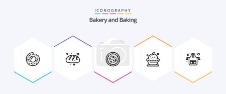 Illustration for Baking 25 Line icon pack including food. pie. pepperoni. dessert. cake - Royalty Free Image