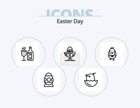 Téléchargez les illustrations : Easter Line Icon Pack 5 Icon Design. egg. egg. decoration. easter. boiled - en licence libre de droit