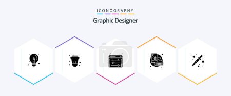 Illustration for Graphic Designer 25 Glyph icon pack including color picker. sketch. designer. key. web setting - Royalty Free Image