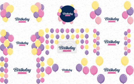 Ilustración de Happy Birthday in a bold. geometric font with a pattern of birthday candles in the background - Imagen libre de derechos