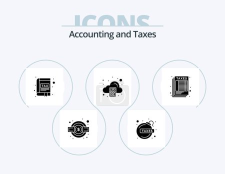 Téléchargez les illustrations : Taxes Glyph Icon Pack 5 Icon Design. tax. arithmetic. app. accounting. tax - en licence libre de droit
