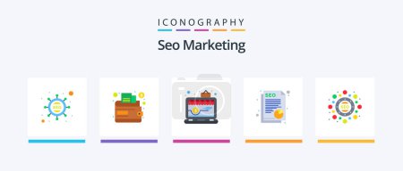 Ilustración de Seo Marketing Flat 5 Icon Pack Including seo. marketing. online. data. paper. Creative Icons Design - Imagen libre de derechos