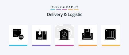 Téléchargez les illustrations : Delivery And Logistic Glyph 5 Icon Pack Including delivery. buy. packing. stock. logistic. Creative Icons Design - en licence libre de droit