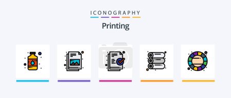 Téléchargez les illustrations : Printing Line Filled 5 Icon Pack Including target. colour. catalog. circular. offset. Creative Icons Design - en licence libre de droit