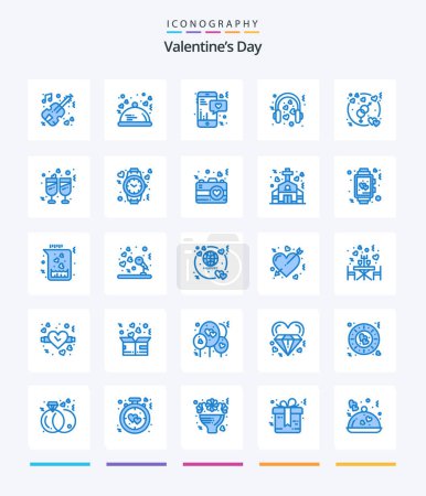 Téléchargez les illustrations : Creative Valentines Day 25 Blue icon pack  Such As wedding. loving. romantic. love. text - en licence libre de droit