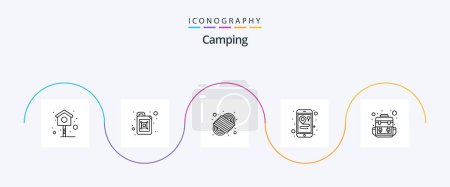 Ilustración de Camping Line 5 Icon Pack Including . traveling. para cord. camp. mobile - Imagen libre de derechos