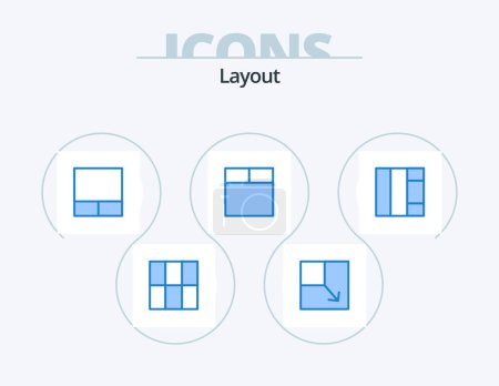 Ilustración de Layout Blue Icon Pack 5 Icon Design. . - Imagen libre de derechos