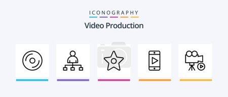 Ilustración de Video Production Line 5 Icon Pack Including . photo. light. media. clock. Creative Icons Design - Imagen libre de derechos
