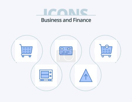 Illustration for Finance Blue Icon Pack 5 Icon Design. . . shopping cart. shopping cart. checkout - Royalty Free Image