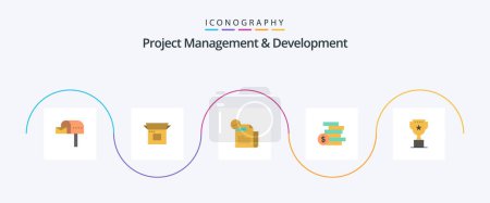 Illustration for Project Management And Development Flat 5 Icon Pack Including ghold. coins money. release. featured - Royalty Free Image