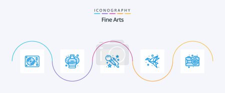 Téléchargez les illustrations : Fine Arts Blue 5 Icon Pack Including arts. paper. voice. origami. bird - en licence libre de droit