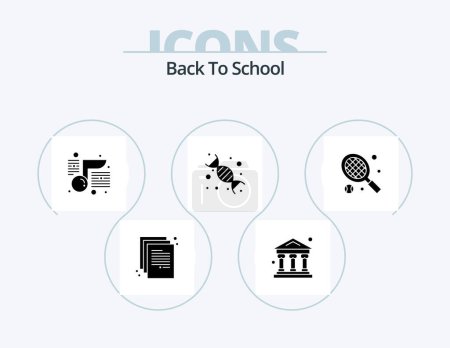Illustration for Back To School Glyph Icon Pack 5 Icon Design. sport. genetic. note. education. biology - Royalty Free Image