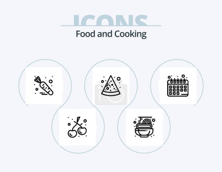 Téléchargez les illustrations : Food Line Icon Pack 5 Icon Design. . spaghetti. jelly. pasta. raspberry - en licence libre de droit