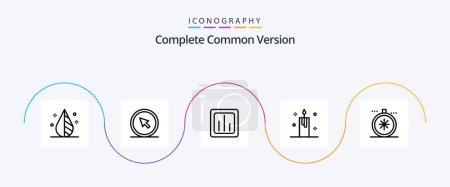Ilustración de Complete Common Version Line 5 Icon Pack Including light. christmas. pointer. candle. report - Imagen libre de derechos