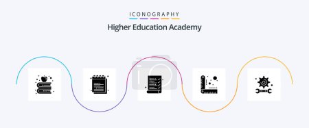Téléchargez les illustrations : Academy Glyph 5 Icon Pack Including study. education. audit. academy. measure - en licence libre de droit