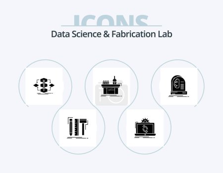 Téléchargez les illustrations : Data Science And Fabrication Lab Glyph Icon Pack 5 Icon Design. lab. biology. reporting. process. method - en licence libre de droit