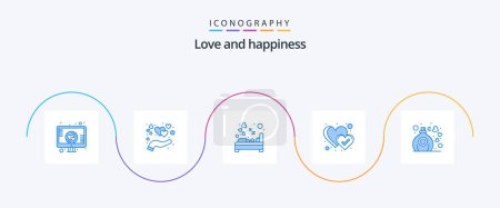 Illustration for Love Blue 5 Icon Pack Including love. like. bedroom. heart. sleep - Royalty Free Image