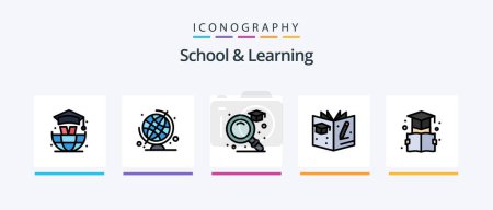 Illustration for School And Learning Line Filled 5 Icon Pack Including . cd. school. education. book. Creative Icons Design - Royalty Free Image
