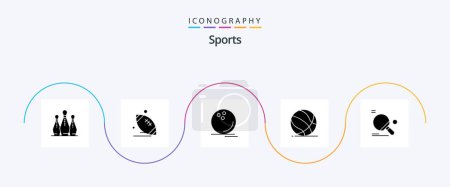 Ilustración de Sports Glyph 5 Icon Pack Including play. ball. sport. watchkit. sport - Imagen libre de derechos