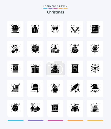 Ilustración de Creative Christmas 25 Glyph Solid Black icon pack  Such As funny. star. shopping. fallen. wine - Imagen libre de derechos