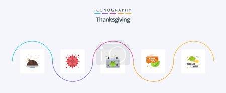 Téléchargez les illustrations : Thanksgiving Flat 5 Icon Pack Including thanks day. promotion. calendar. newsletter. email - en licence libre de droit