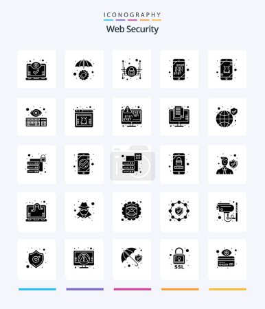 Illustration for Creative Web Security 25 Glyph Solid Black icon pack  Such As error. search. development. mobile. binary - Royalty Free Image