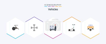 Illustration for Vehicles 25 Flat icon pack including important. transport. wrench. sport. truck - Royalty Free Image