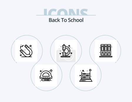 Téléchargez les illustrations : Back To School Line Icon Pack 5 Icon Design. calculator. back to school. books. school. pendulum - en licence libre de droit