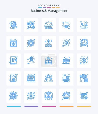Téléchargez les illustrations : Creative Business And Management 25 Blue icon pack  Such As candidate. career. marketing. briefcase. computing - en licence libre de droit